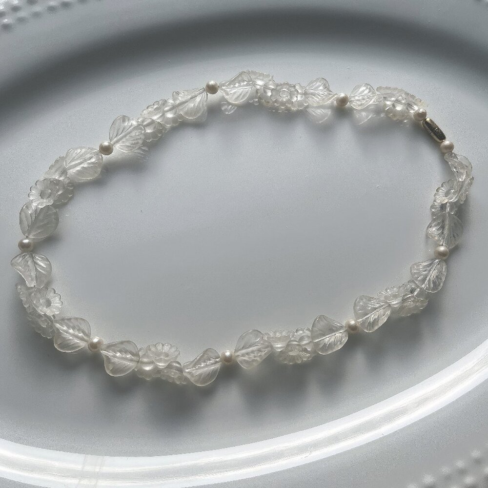 Vintage Translucent Beaded Floral Necklace
